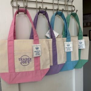 Trader Joe’s SET of Mini Pastel Canvas Tote Bag